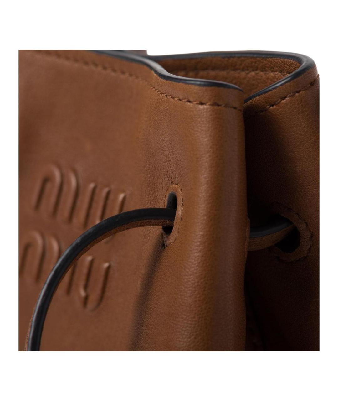 MIU MIU Коричневая кожаная сумка через плечо, фото 4