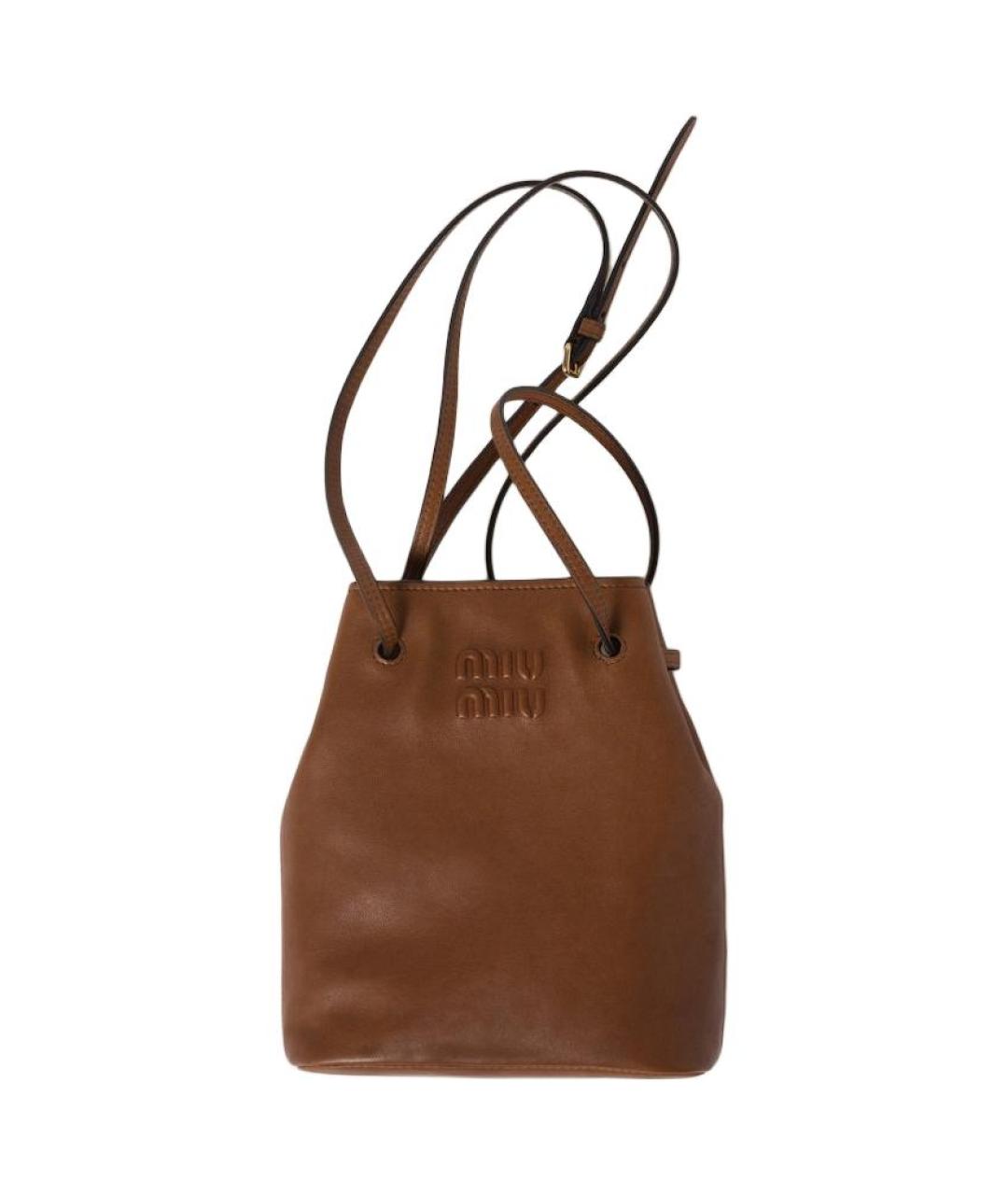 MIU MIU Коричневая кожаная сумка через плечо, фото 1