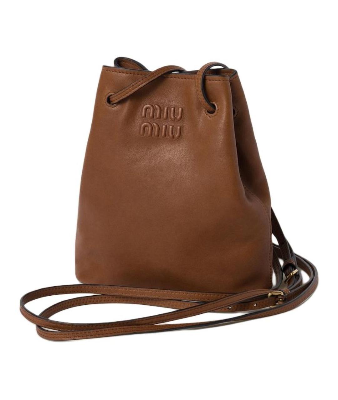 MIU MIU Коричневая кожаная сумка через плечо, фото 2