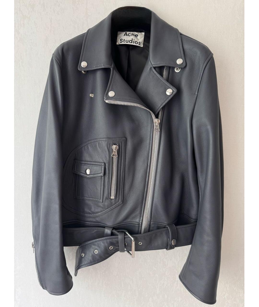ACNE STUDIOS Антрацитовая кожаная куртка, фото 9