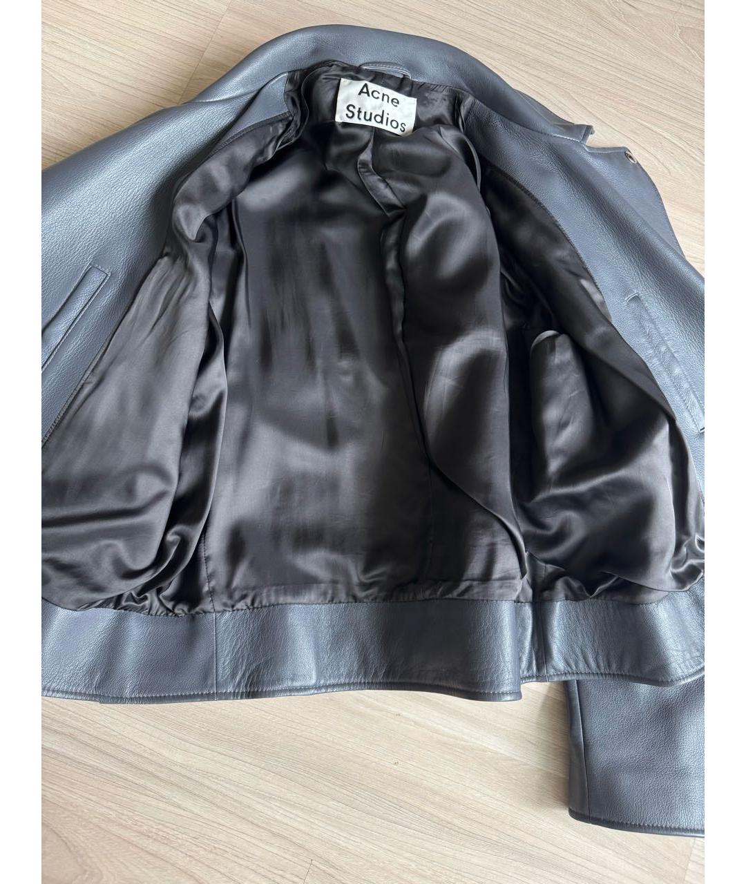 ACNE STUDIOS Антрацитовая кожаная куртка, фото 5