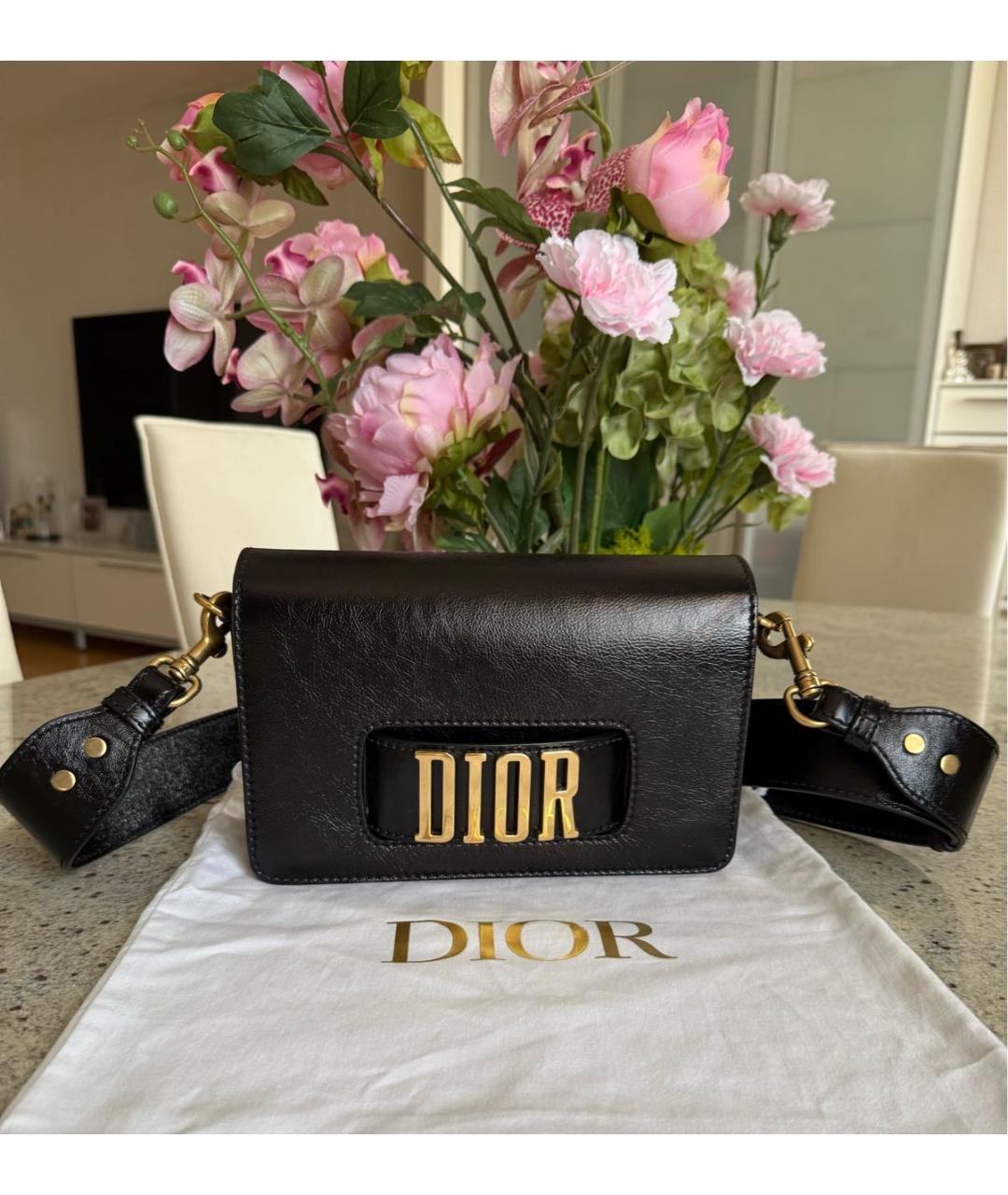 CHRISTIAN DIOR Черная кожаная сумка через плечо, фото 9