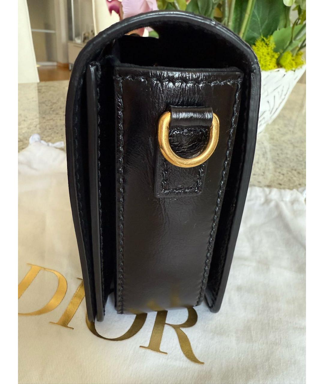 CHRISTIAN DIOR Черная кожаная сумка через плечо, фото 3