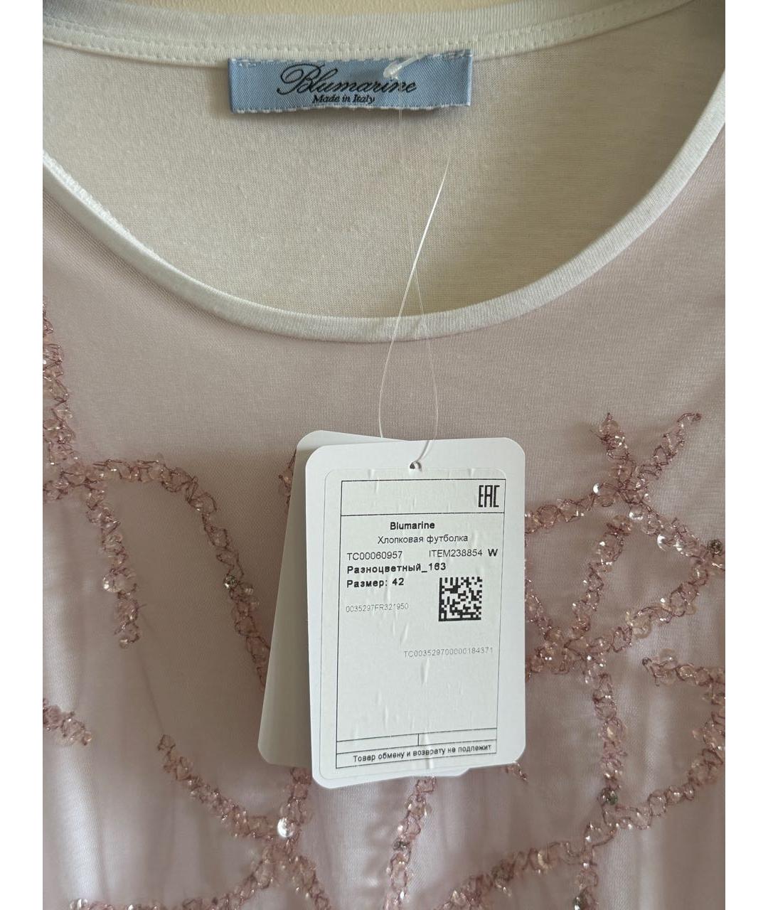 BLUMARINE Белая хлопко-эластановая футболка, фото 4
