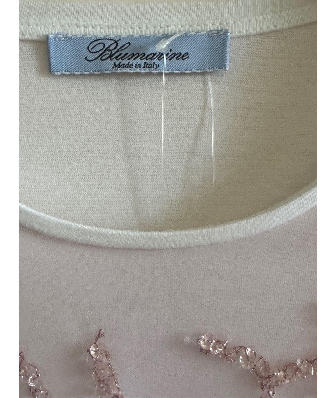 BLUMARINE Белая хлопко-эластановая футболка, фото 3