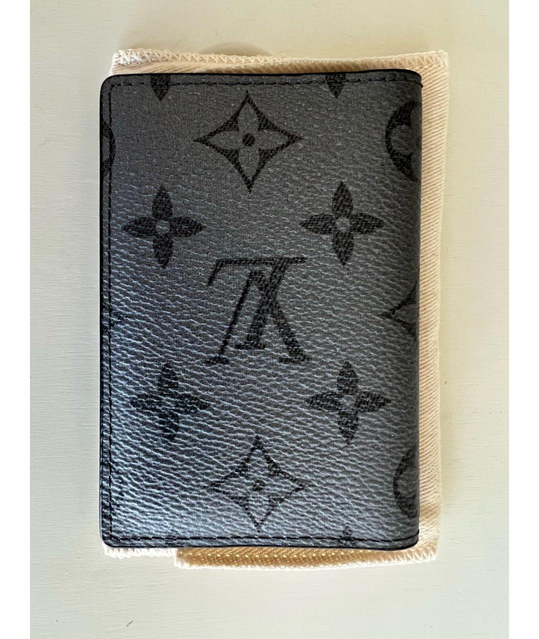 LOUIS VUITTON Серый кожаный кардхолдер, фото 9
