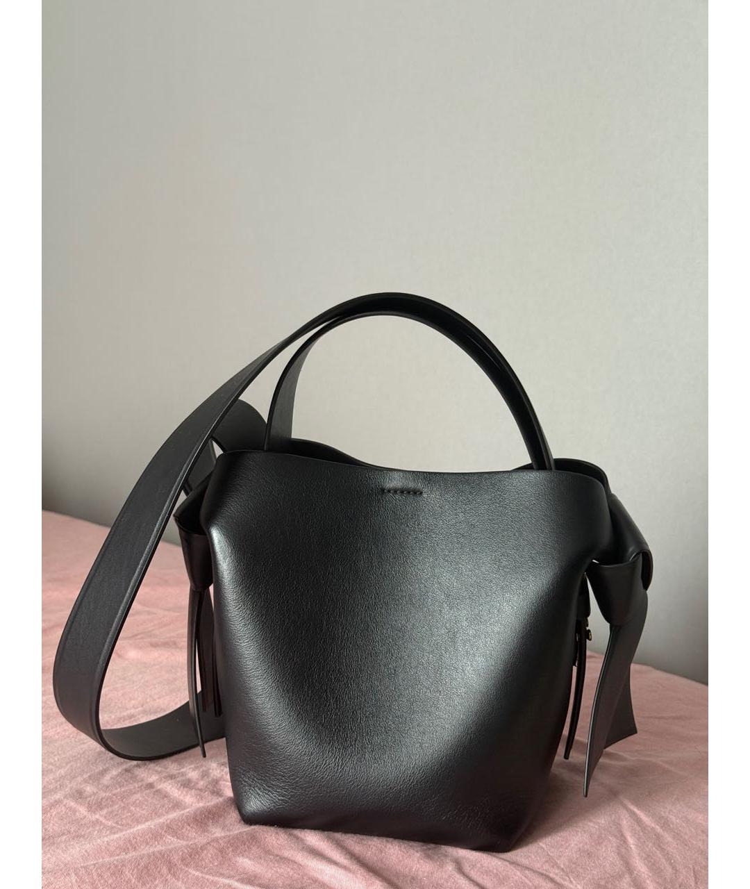 ACNE STUDIOS Черная кожаная сумка с короткими ручками, фото 4