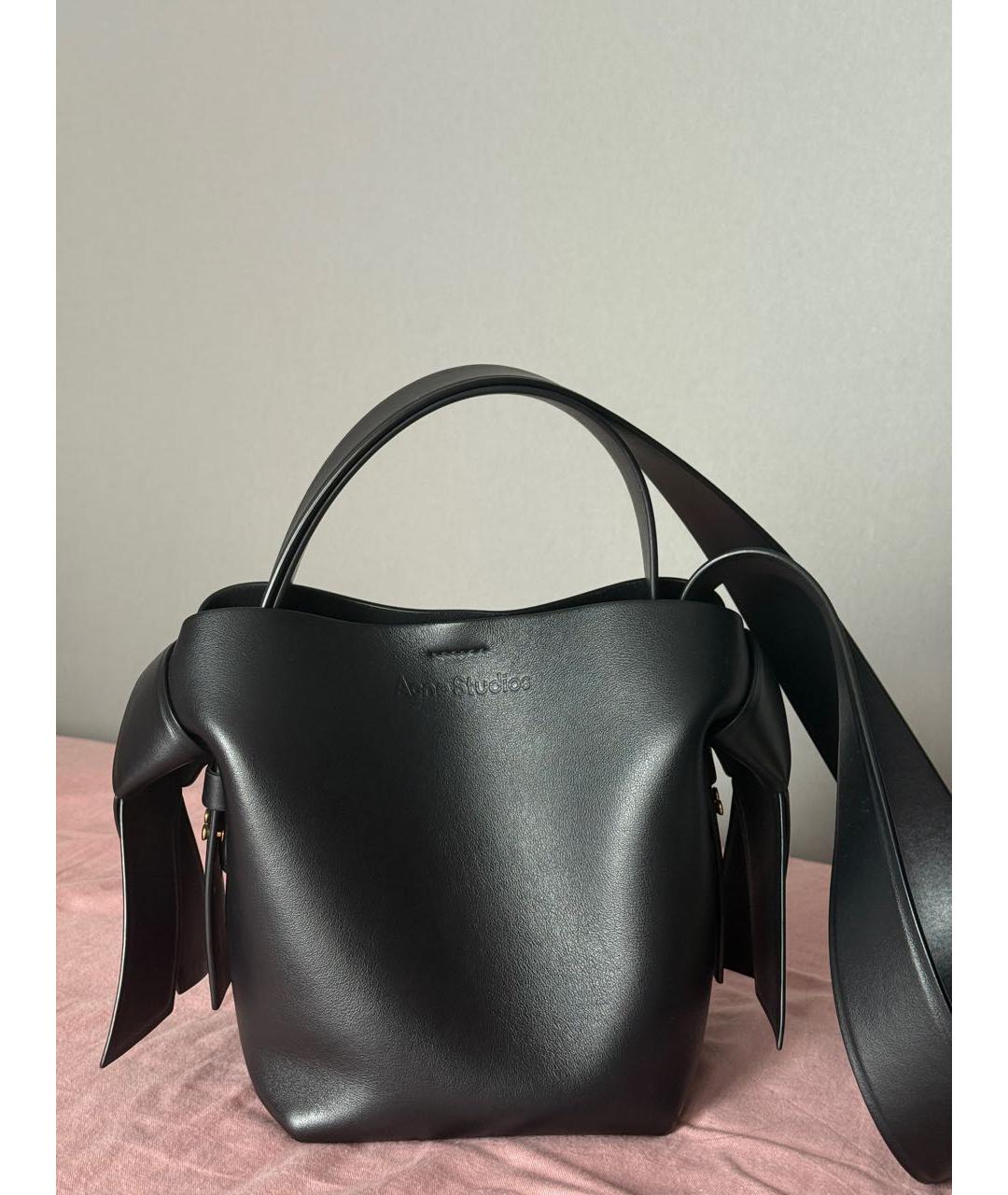 ACNE STUDIOS Черная кожаная сумка с короткими ручками, фото 2