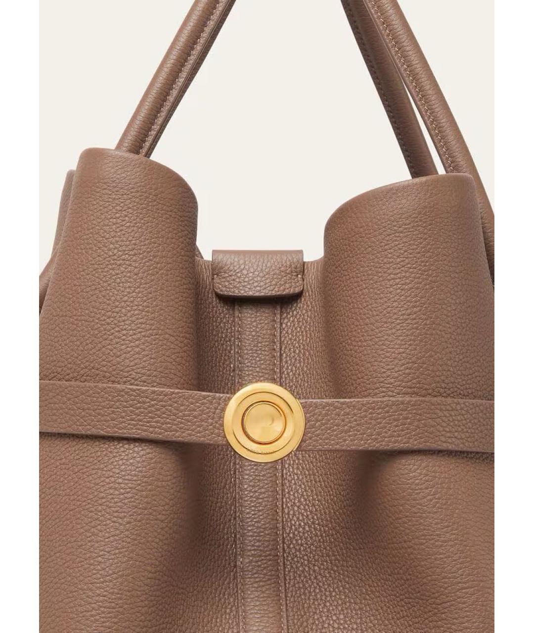 LORO PIANA Коричневая кожаная сумка тоут, фото 5