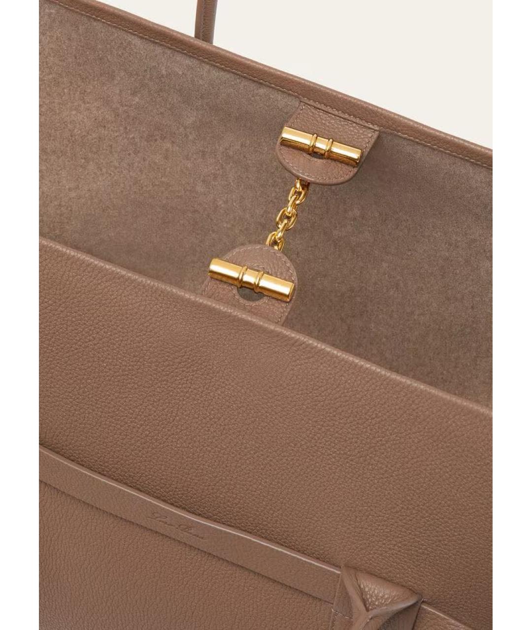 LORO PIANA Коричневая кожаная сумка тоут, фото 8