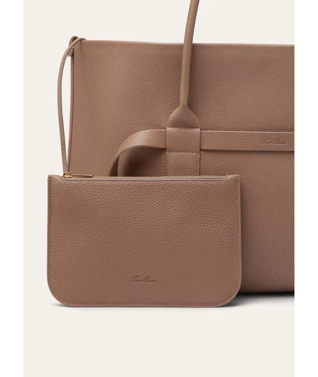 LORO PIANA Коричневая кожаная сумка тоут, фото 7