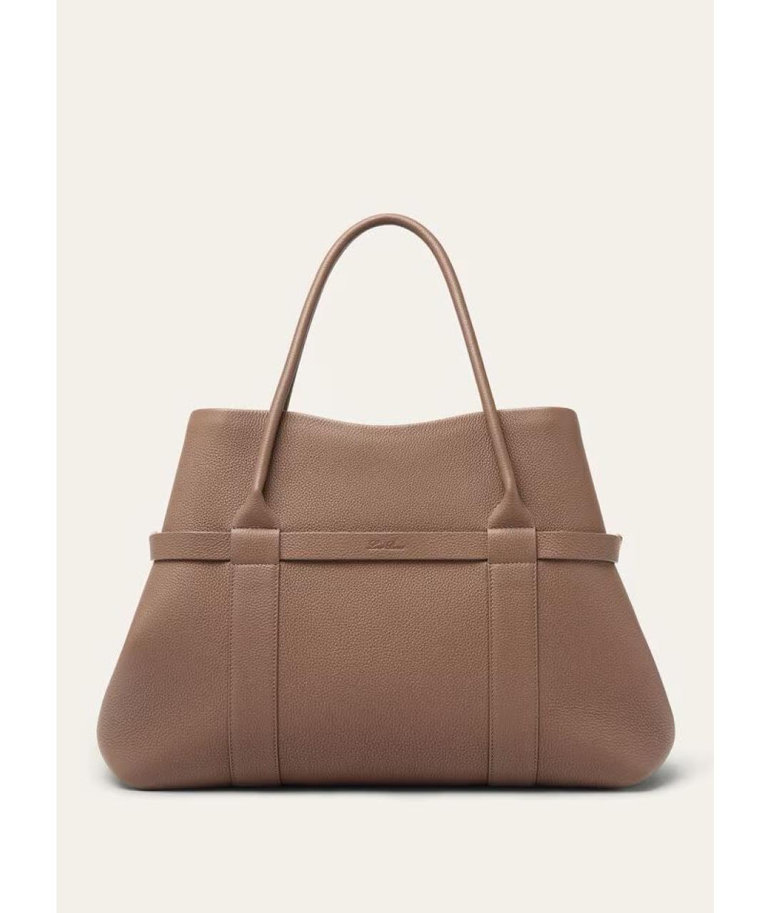 LORO PIANA Коричневая кожаная сумка тоут, фото 3