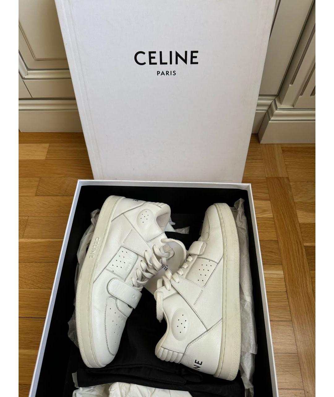 CELINE Белые кожаные кеды, фото 5