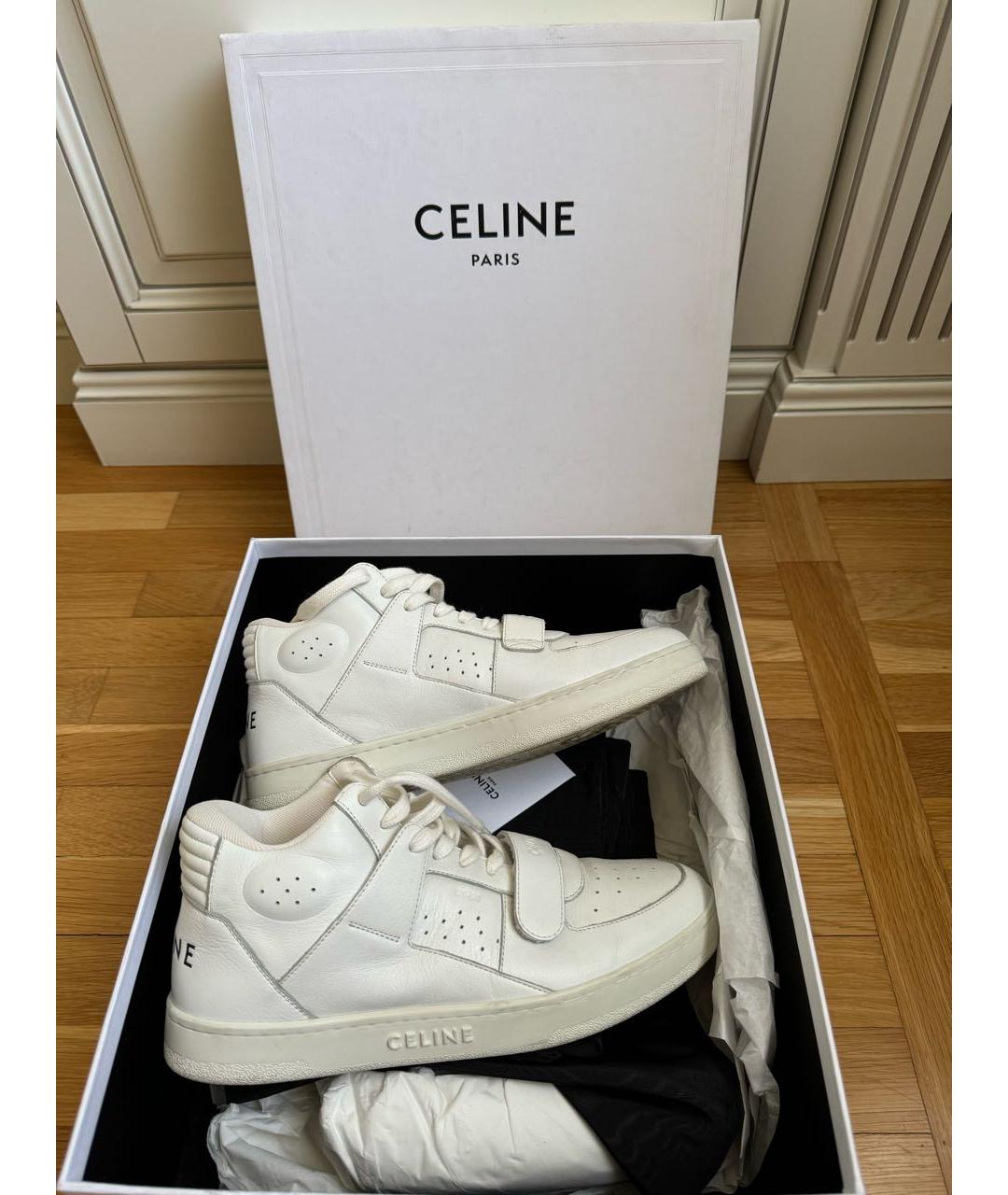 CELINE Белые кожаные кеды, фото 4