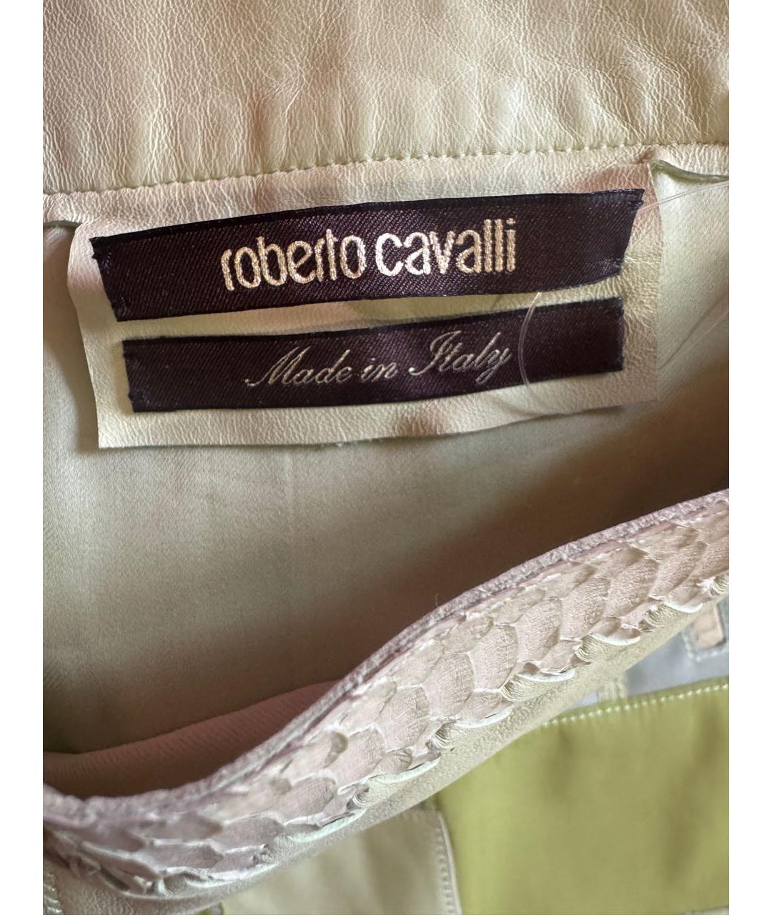 ROBERTO CAVALLI Зеленая юбка мини из экзотической кожи, фото 5