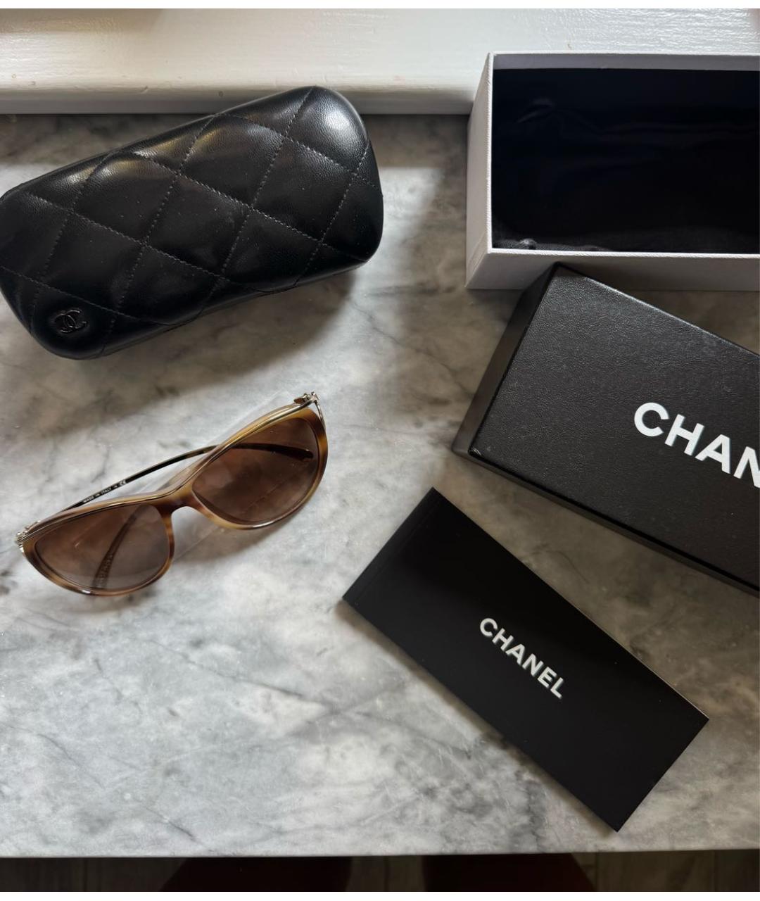 CHANEL Коричневые солнцезащитные очки, фото 4