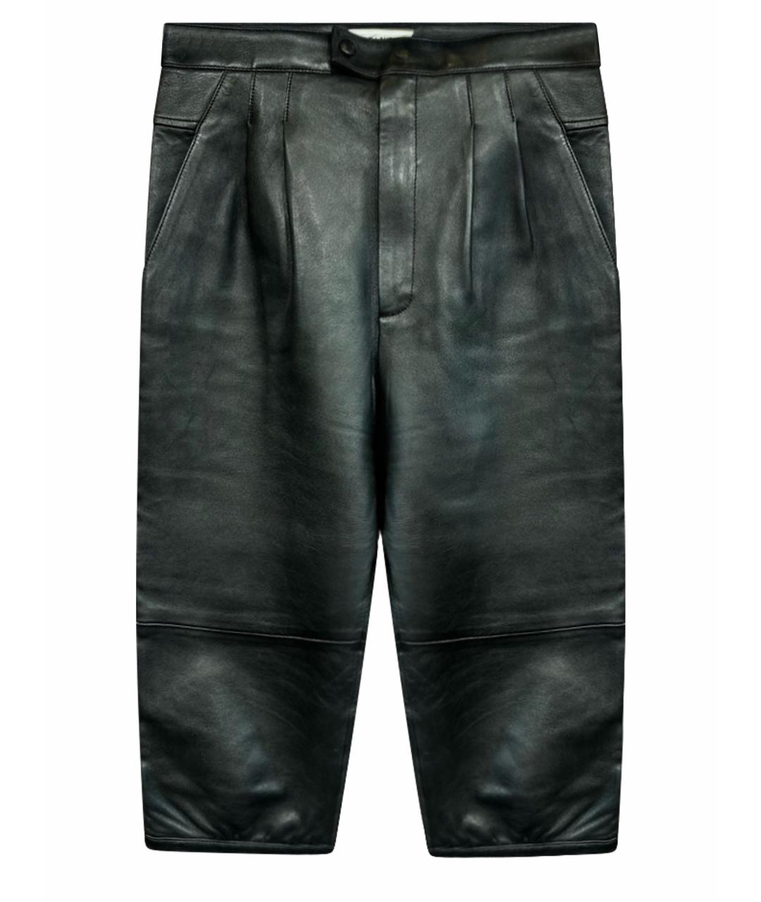 SAINT LAURENT Черные кожаные капри, фото 1