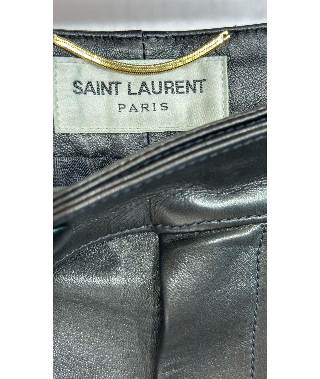 SAINT LAURENT Черные кожаные капри, фото 3