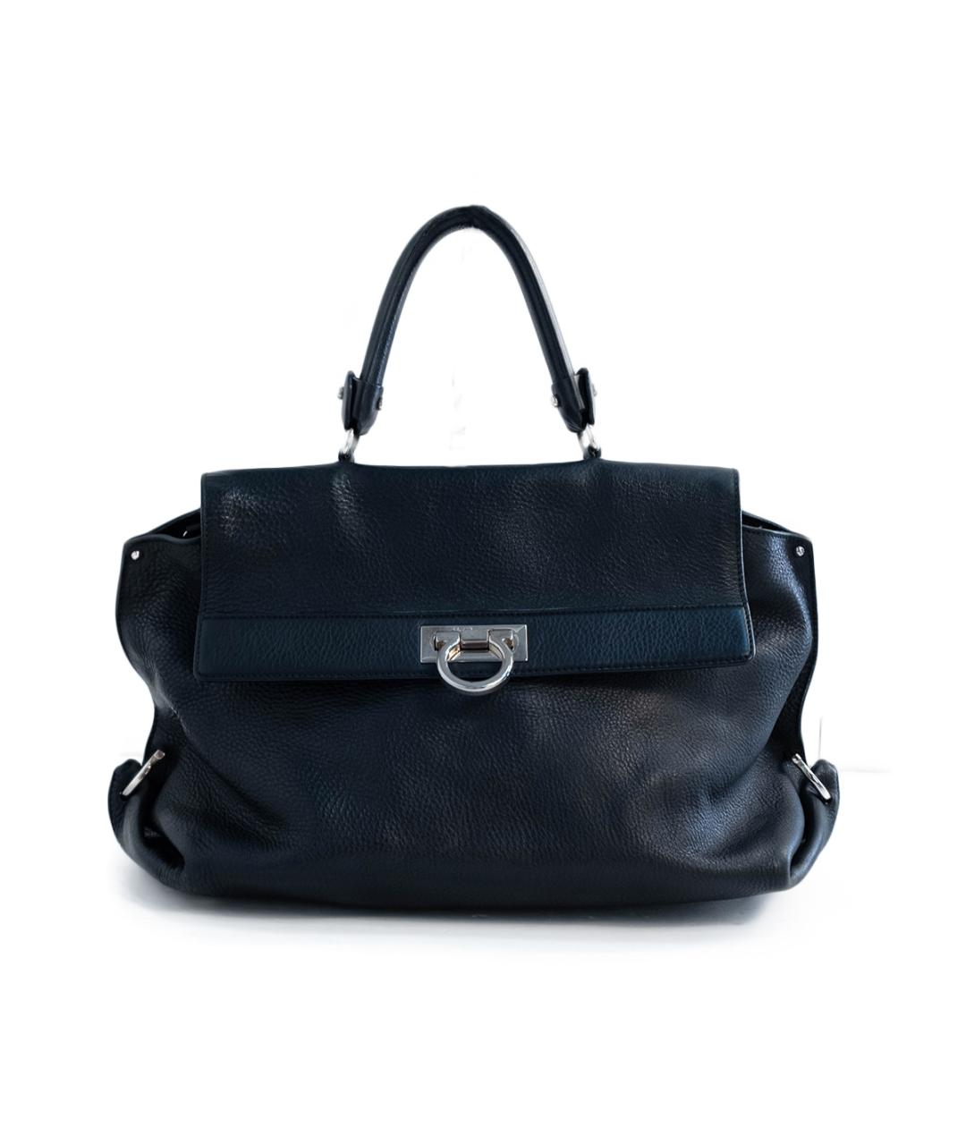 FERRAGAMO Черная кожаная сумка тоут, фото 1