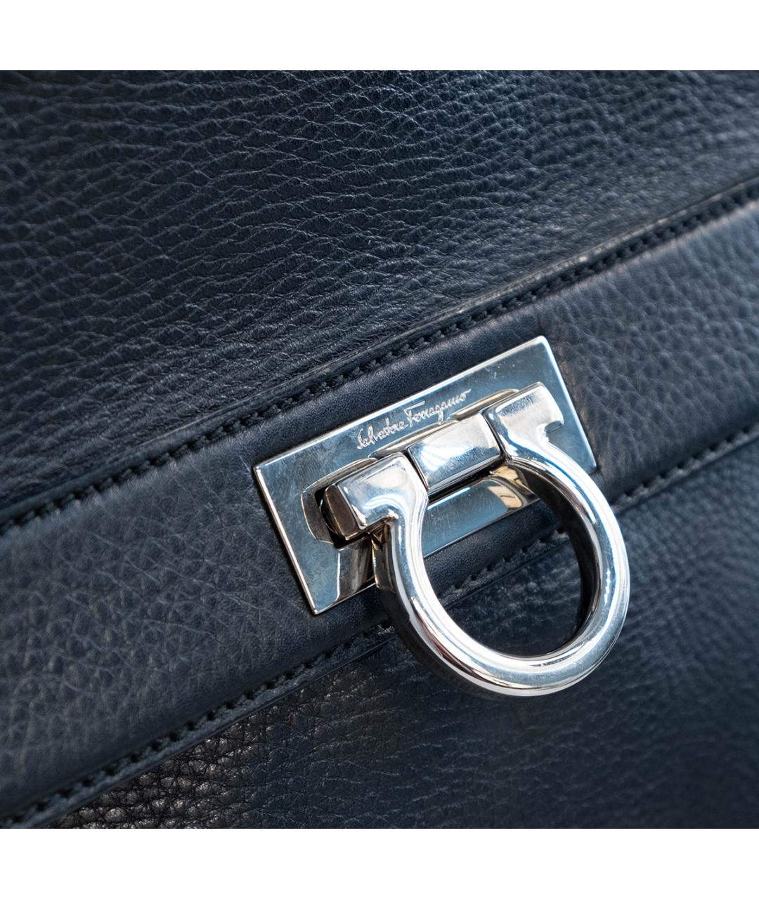 FERRAGAMO Черная кожаная сумка тоут, фото 4