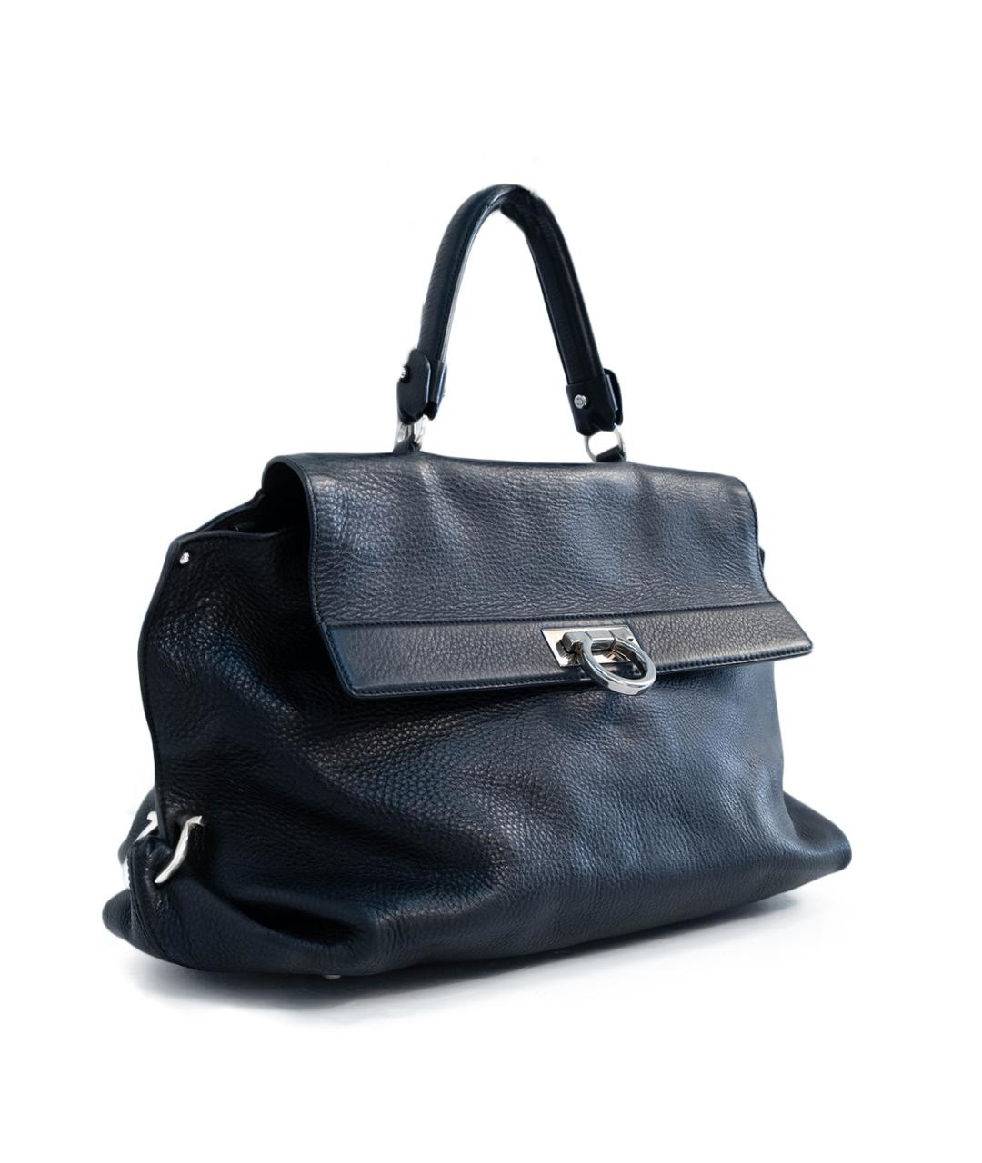 FERRAGAMO Черная кожаная сумка тоут, фото 2