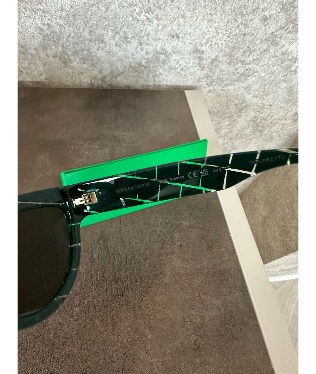BOTTEGA VENETA Зеленые пластиковые солнцезащитные очки, фото 7