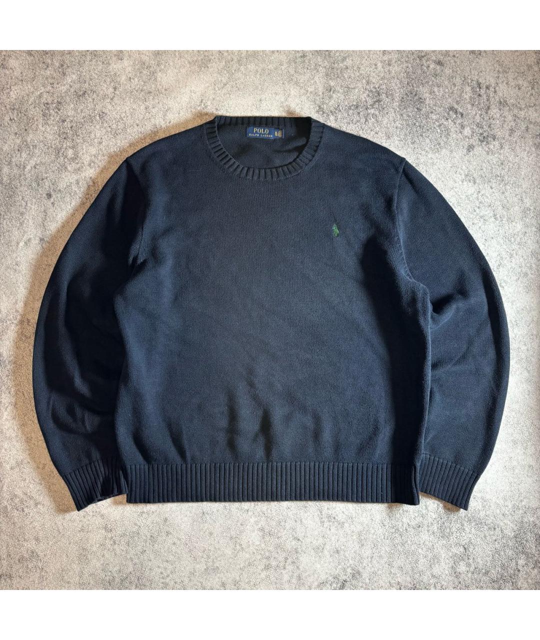 POLO RALPH LAUREN Темно-синий хлопко-эластановый джемпер / свитер, фото 5
