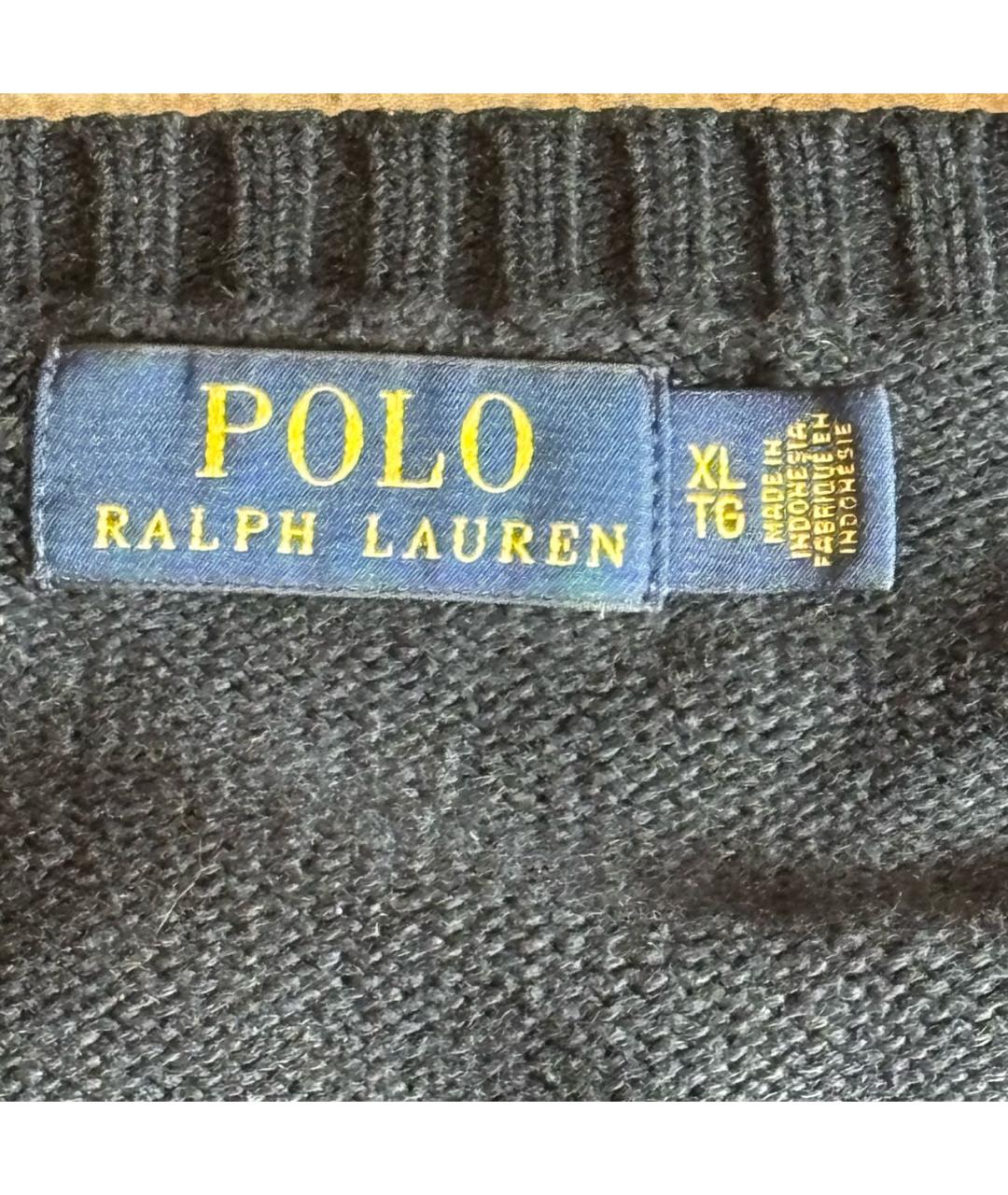 POLO RALPH LAUREN Темно-синий хлопко-эластановый джемпер / свитер, фото 3