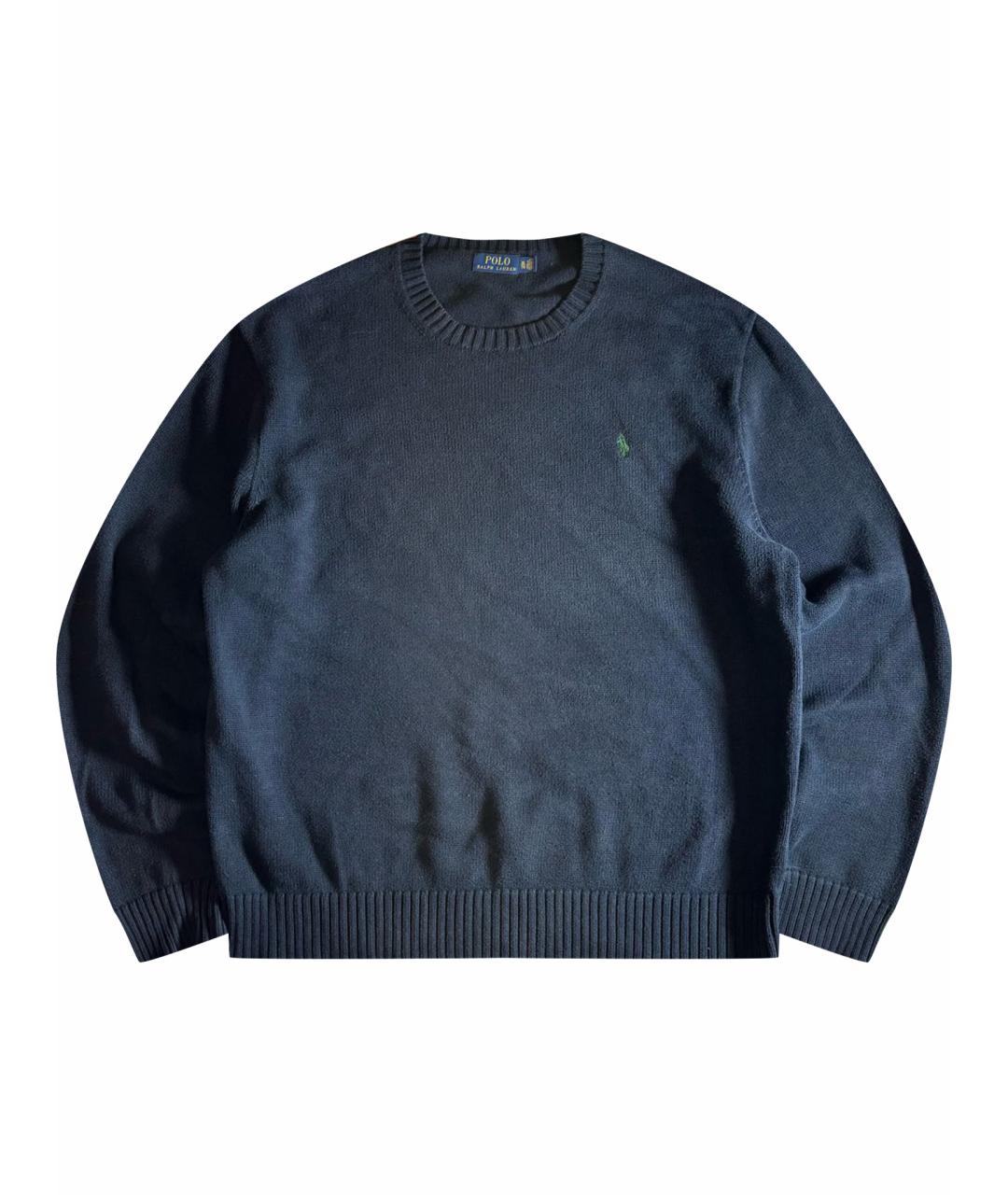 POLO RALPH LAUREN Темно-синий хлопко-эластановый джемпер / свитер, фото 1