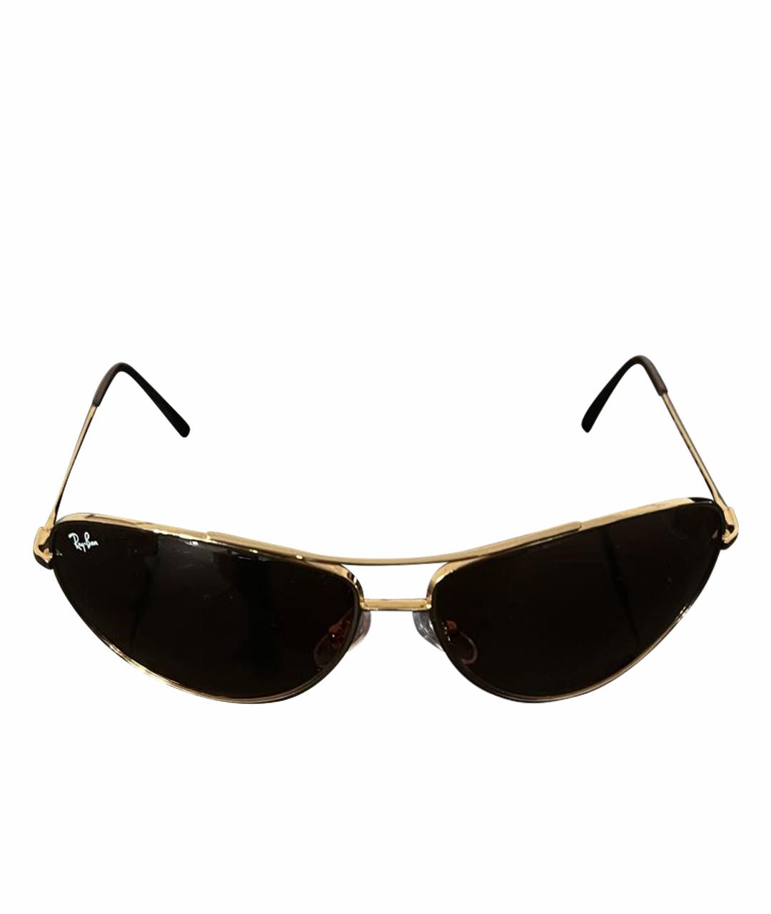 RAY BAN Золотые металлические солнцезащитные очки, фото 1
