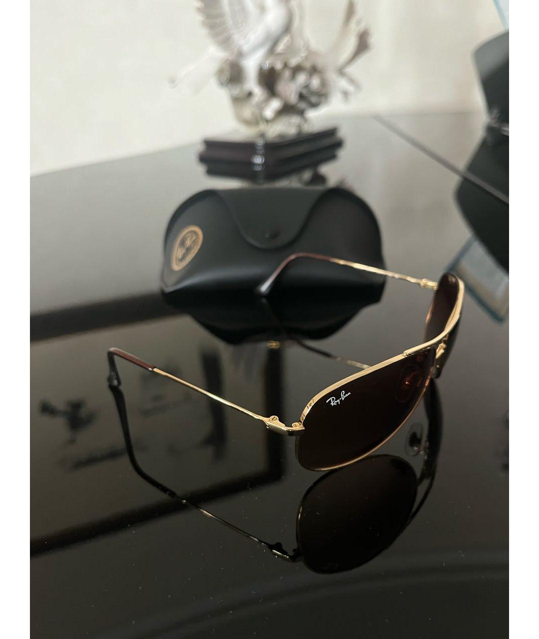 RAY BAN Золотые металлические солнцезащитные очки, фото 2
