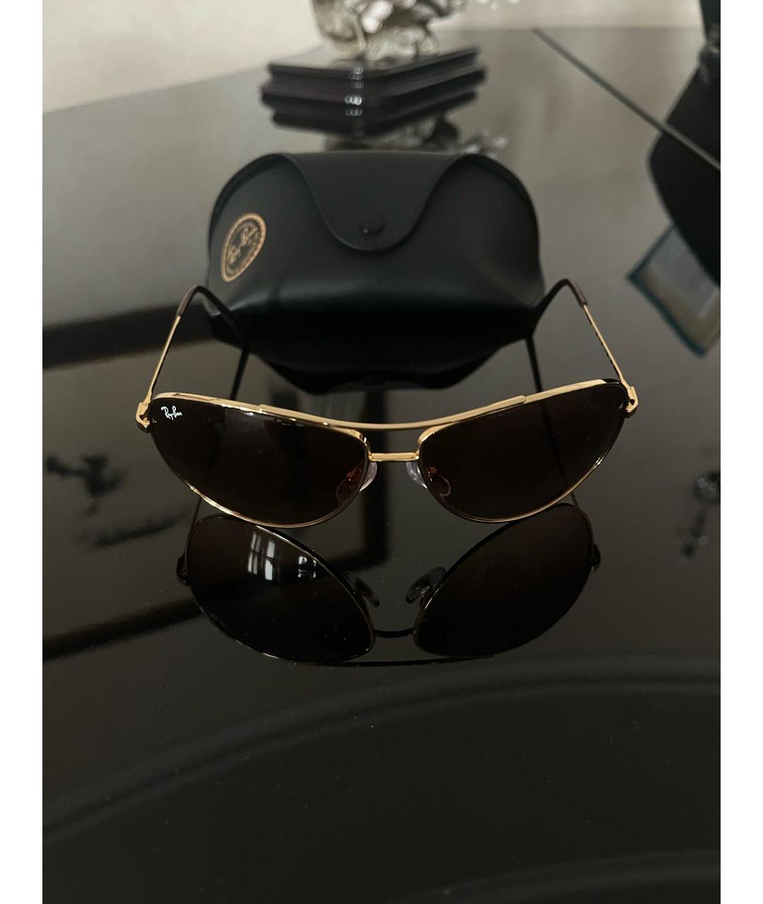 RAY BAN Золотые металлические солнцезащитные очки, фото 5