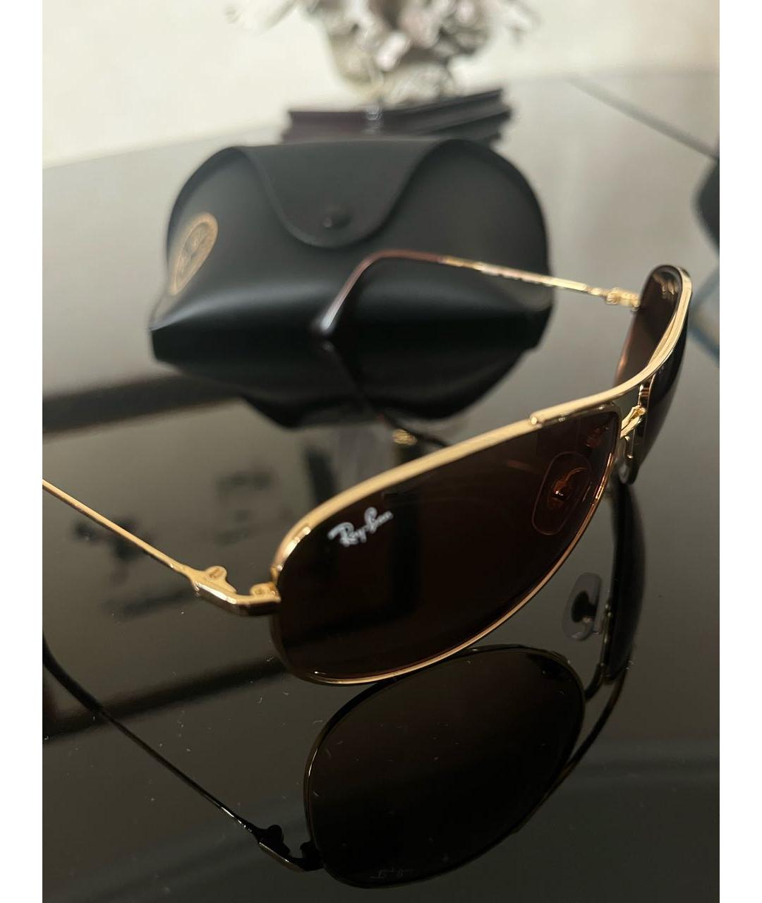 RAY BAN Золотые металлические солнцезащитные очки, фото 3