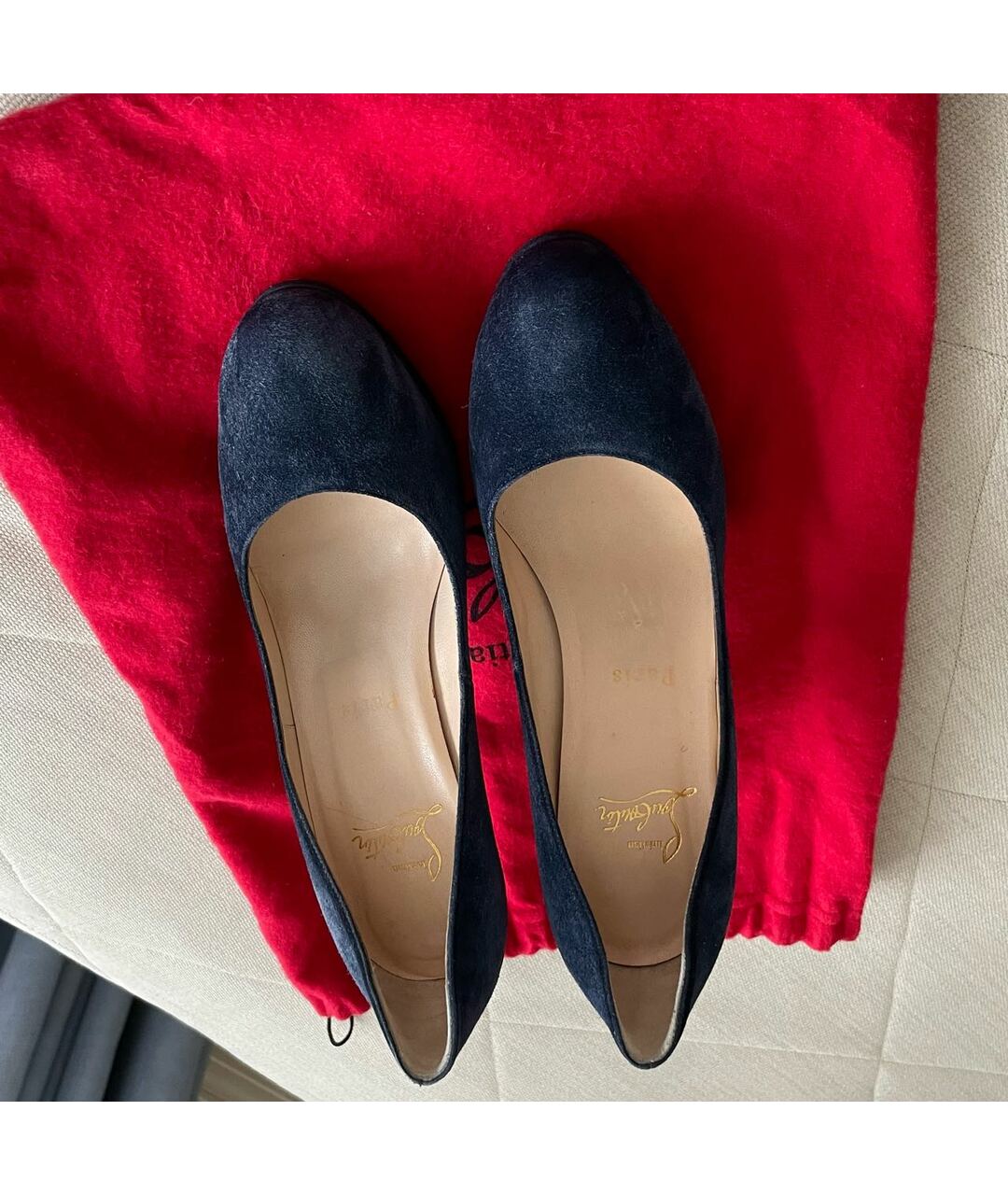 CHRISTIAN LOUBOUTIN Темно-синие замшевые туфли, фото 3