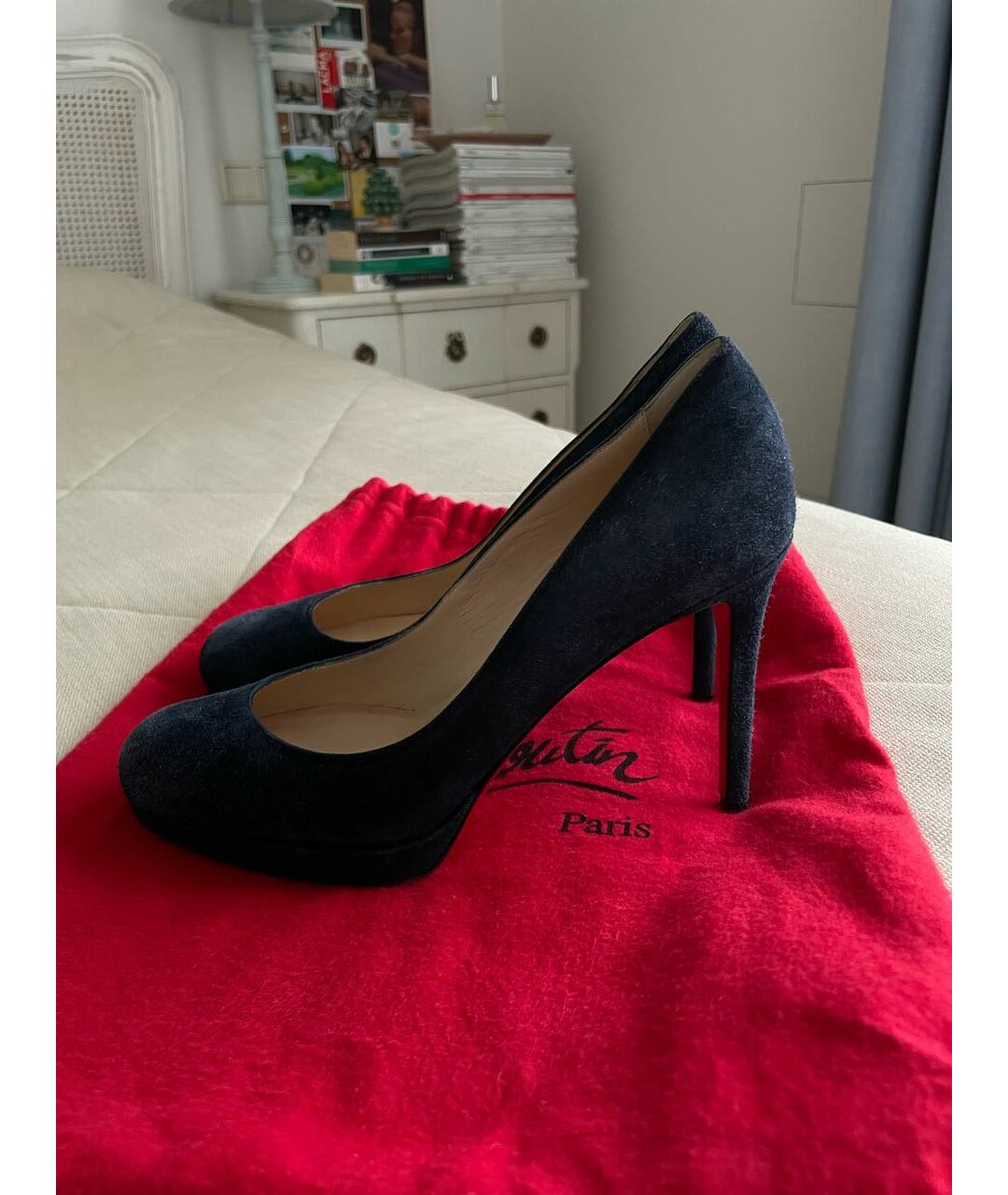 CHRISTIAN LOUBOUTIN Темно-синие замшевые туфли, фото 7
