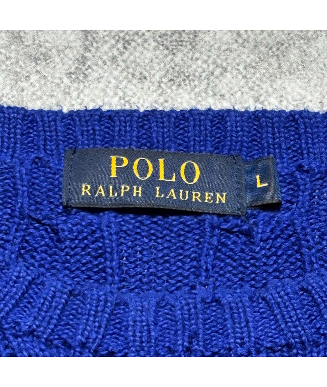 POLO RALPH LAUREN Синий хлопко-эластановый джемпер / свитер, фото 3