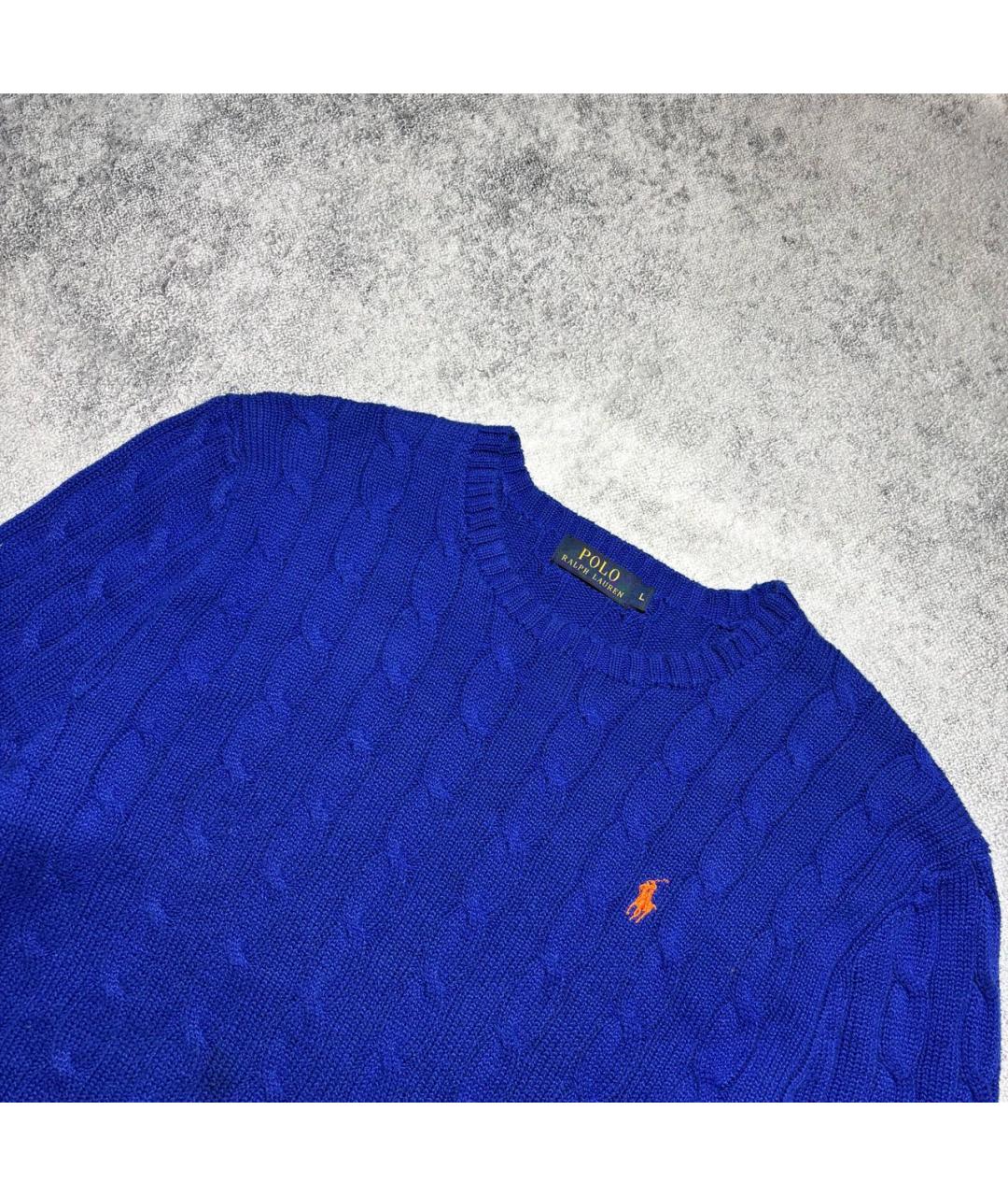 POLO RALPH LAUREN Синий хлопко-эластановый джемпер / свитер, фото 2