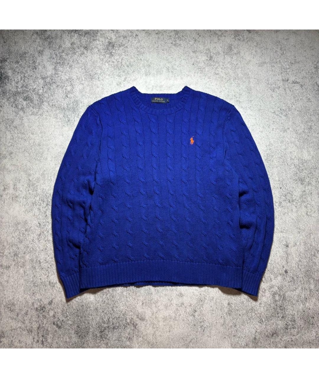 POLO RALPH LAUREN Синий хлопко-эластановый джемпер / свитер, фото 5