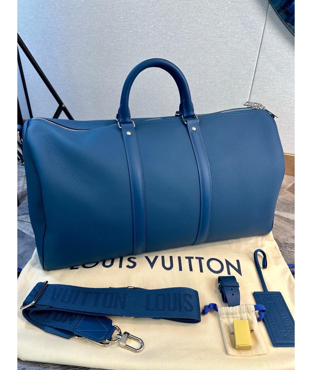 LOUIS VUITTON Синяя кожаная дорожная/спортивная сумка, фото 8