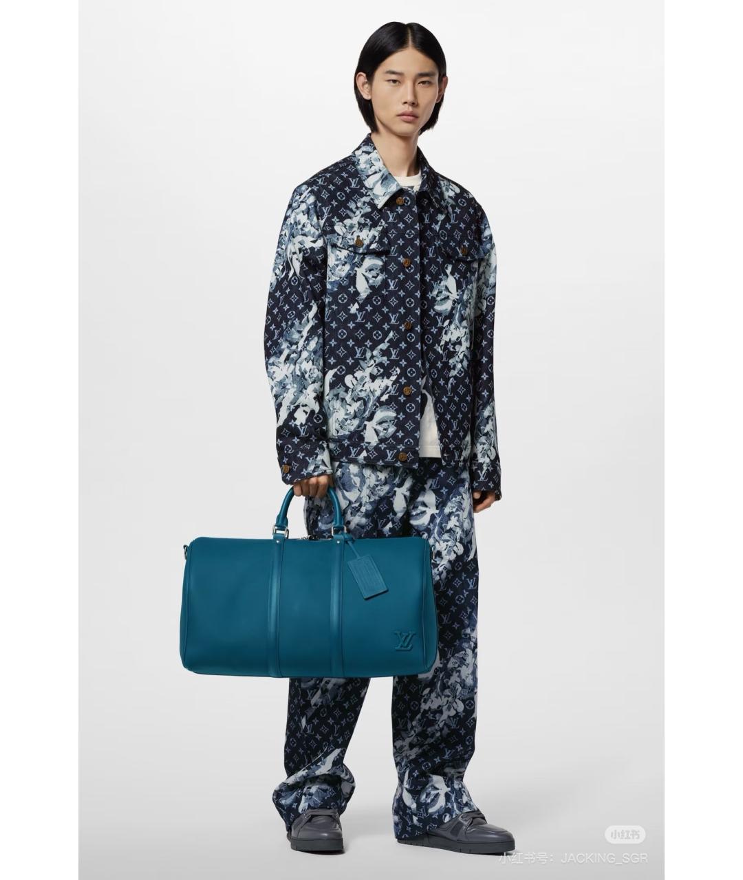 LOUIS VUITTON Синяя кожаная дорожная/спортивная сумка, фото 7