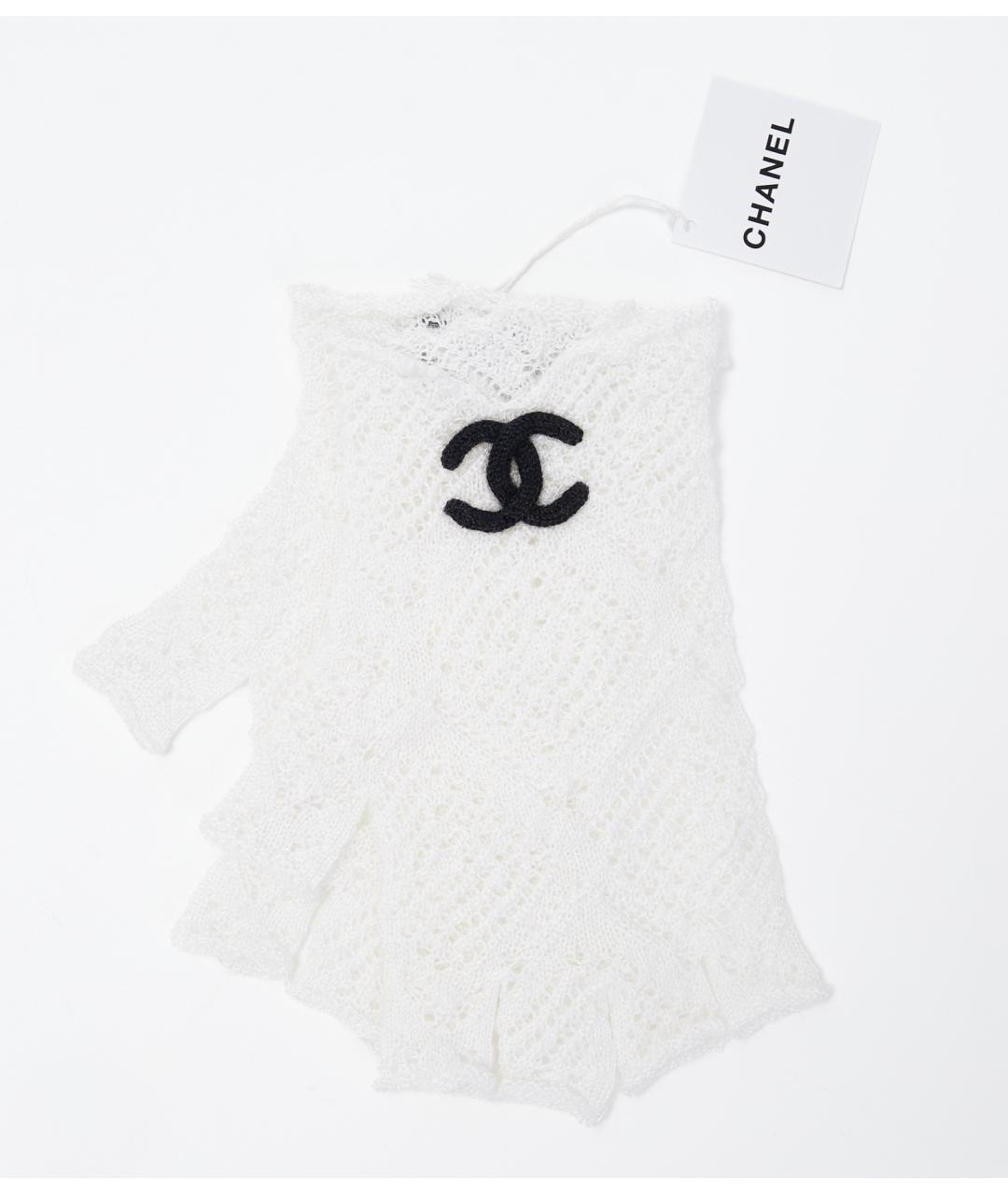 CHANEL Белые кашемировые перчатки, фото 3