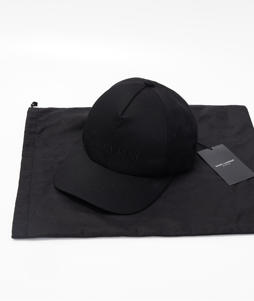 SAINT LAURENT Черная хлопковая кепка, фото 5