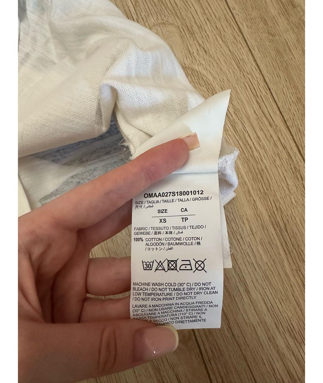 OFF-WHITE Белая хлопковая футболка, фото 3