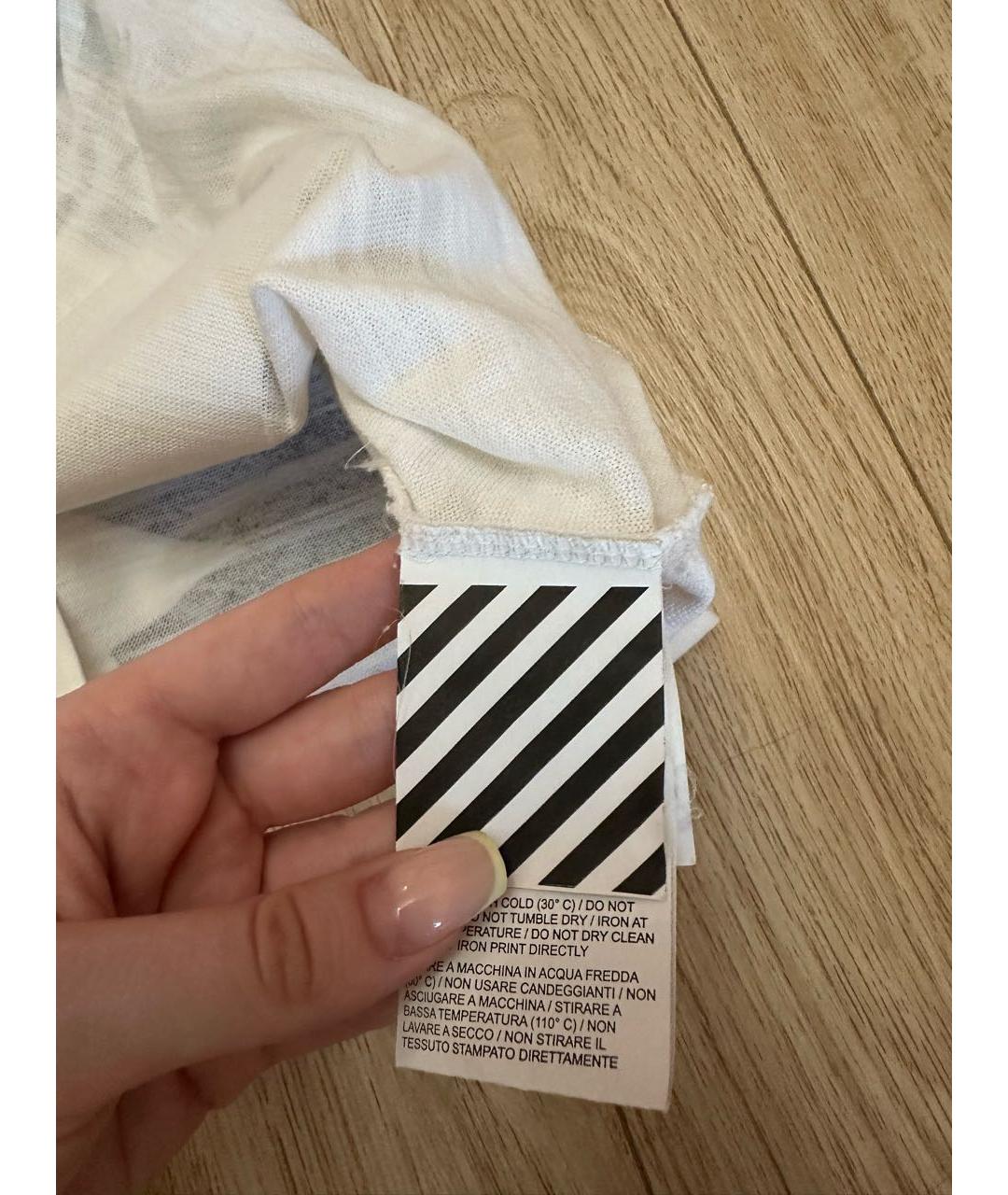 OFF-WHITE Белая хлопковая футболка, фото 6