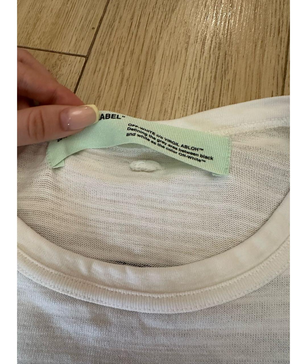OFF-WHITE Белая хлопковая футболка, фото 5