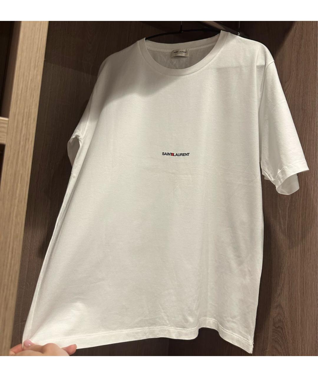 SAINT LAURENT Белая хлопковая футболка, фото 2