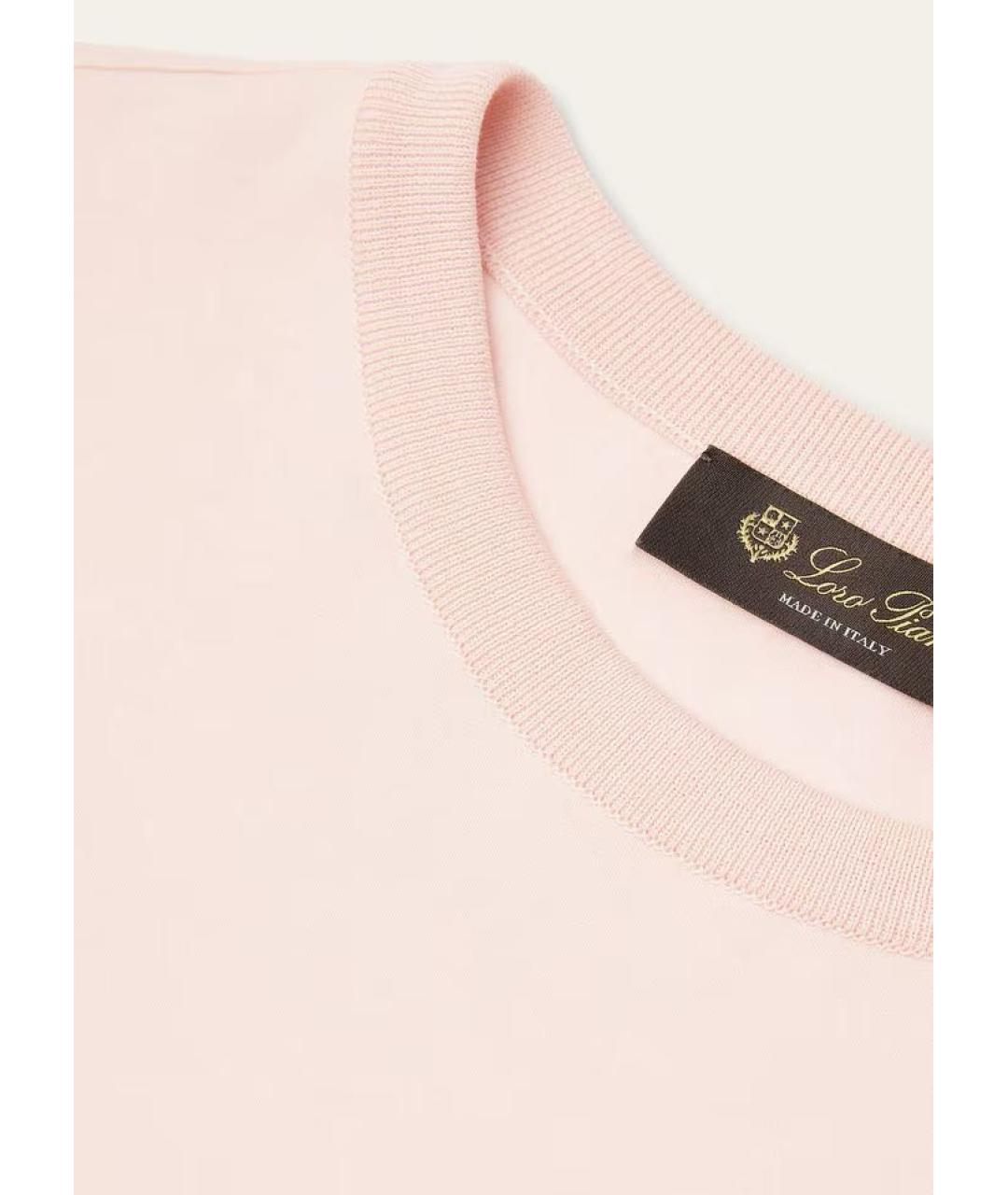 LORO PIANA Розовая хлопковая футболка, фото 5