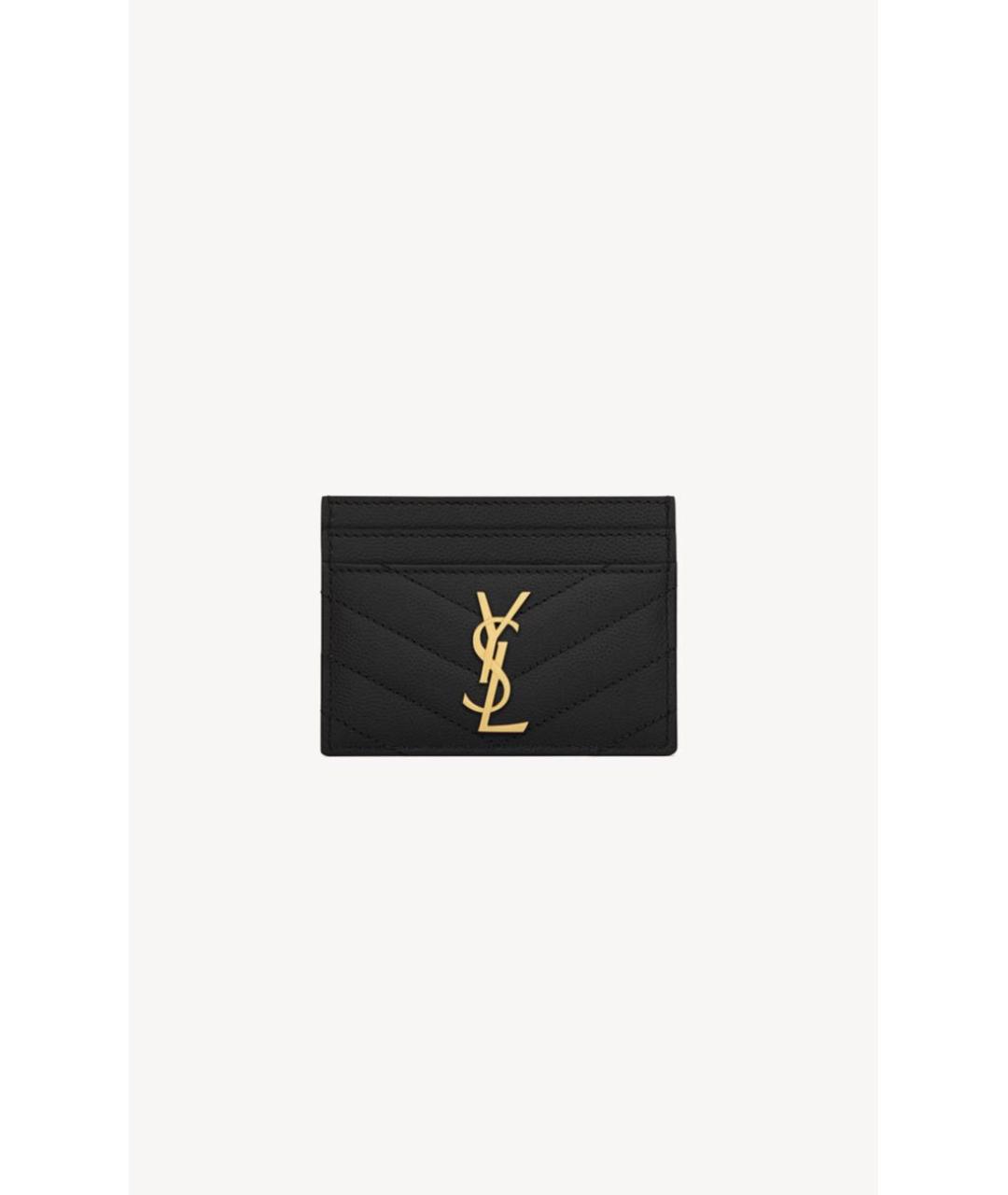SAINT LAURENT Черный кожаный кардхолдер, фото 3