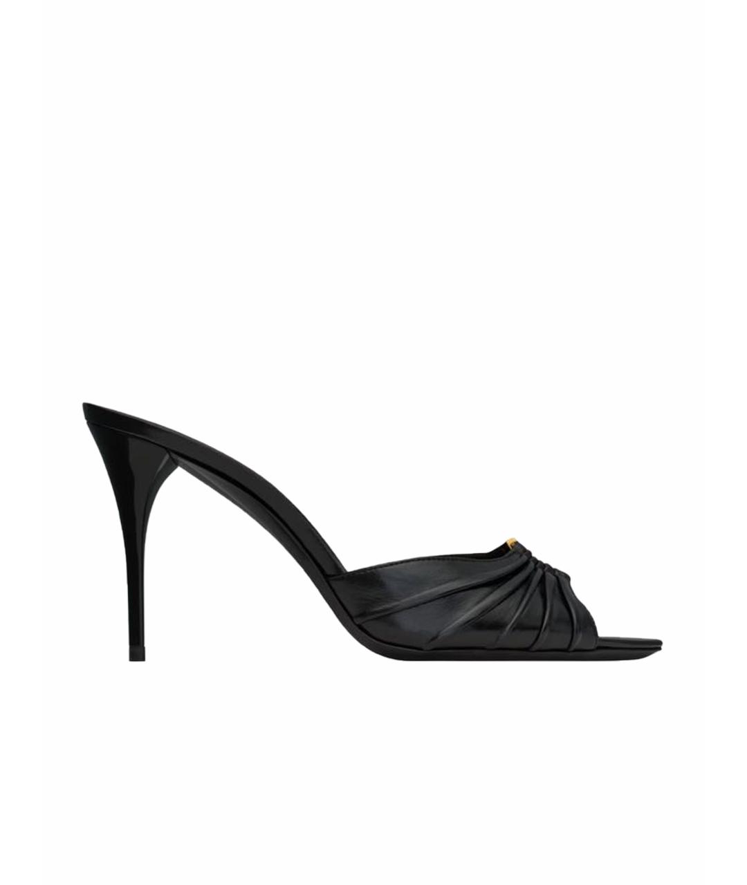 SAINT LAURENT Черные кожаные мюли, фото 4