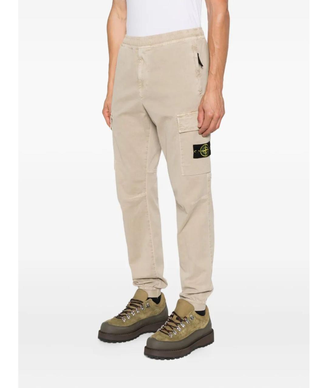 STONE ISLAND Бежевые хлопковые прямые джинсы, фото 4